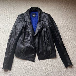 Trouve Black Leather Moto Biker Zip Longsleeve Jacket S